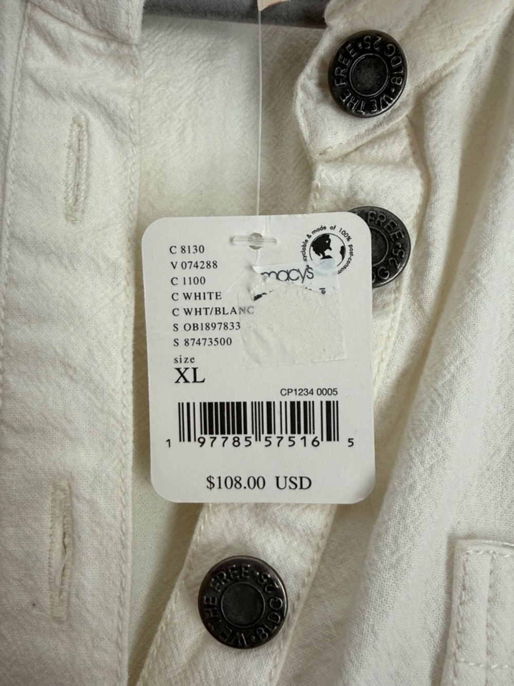 Free People Cream Short-Sleeve Button Midi Dress - Picture 2 of 6